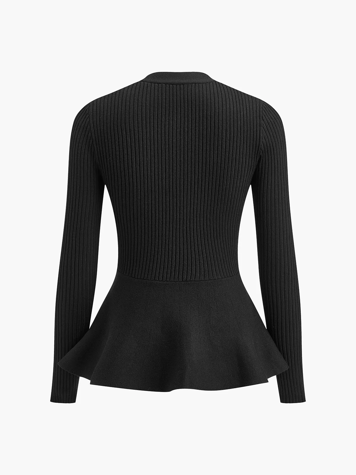 Oversized Ribbed Panel Bud Waist Button Knit Top sold by COMMENSE product image thumbnail 4