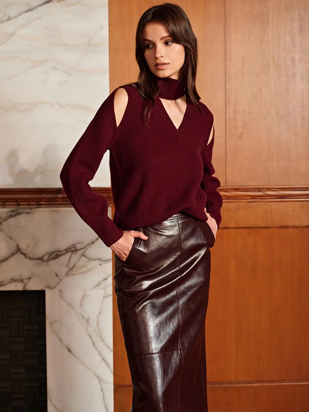 Oversized Wool-Blend Ribbed Cutout Sweater sold by COMMENSE product image thumbnail 3