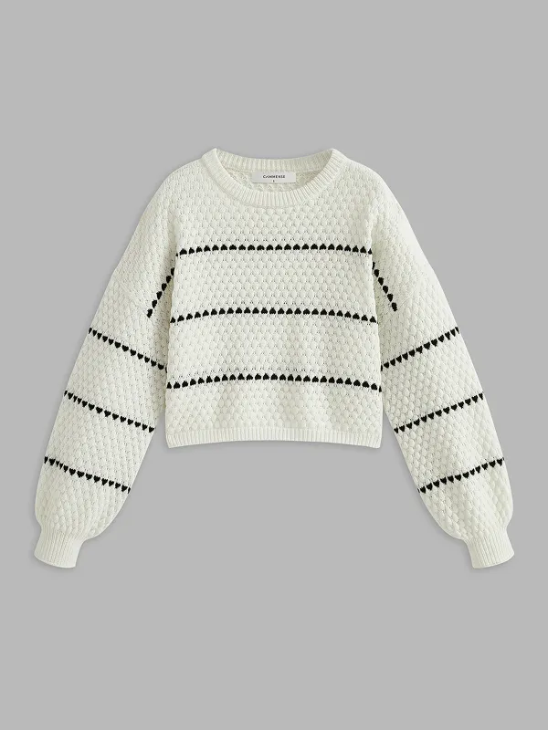 Oversized Contrast Striped Sweater sold by COMMENSE