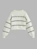 Oversized Contrast Striped Sweater sold by COMMENSE
