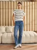 Oversized Striped Cap Sleeve Sweater sold by COMMENSE