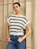Oversized Striped Cap Sleeve Sweater sold by COMMENSE