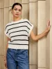 Oversized Striped Cap Sleeve Sweater sold by COMMENSE