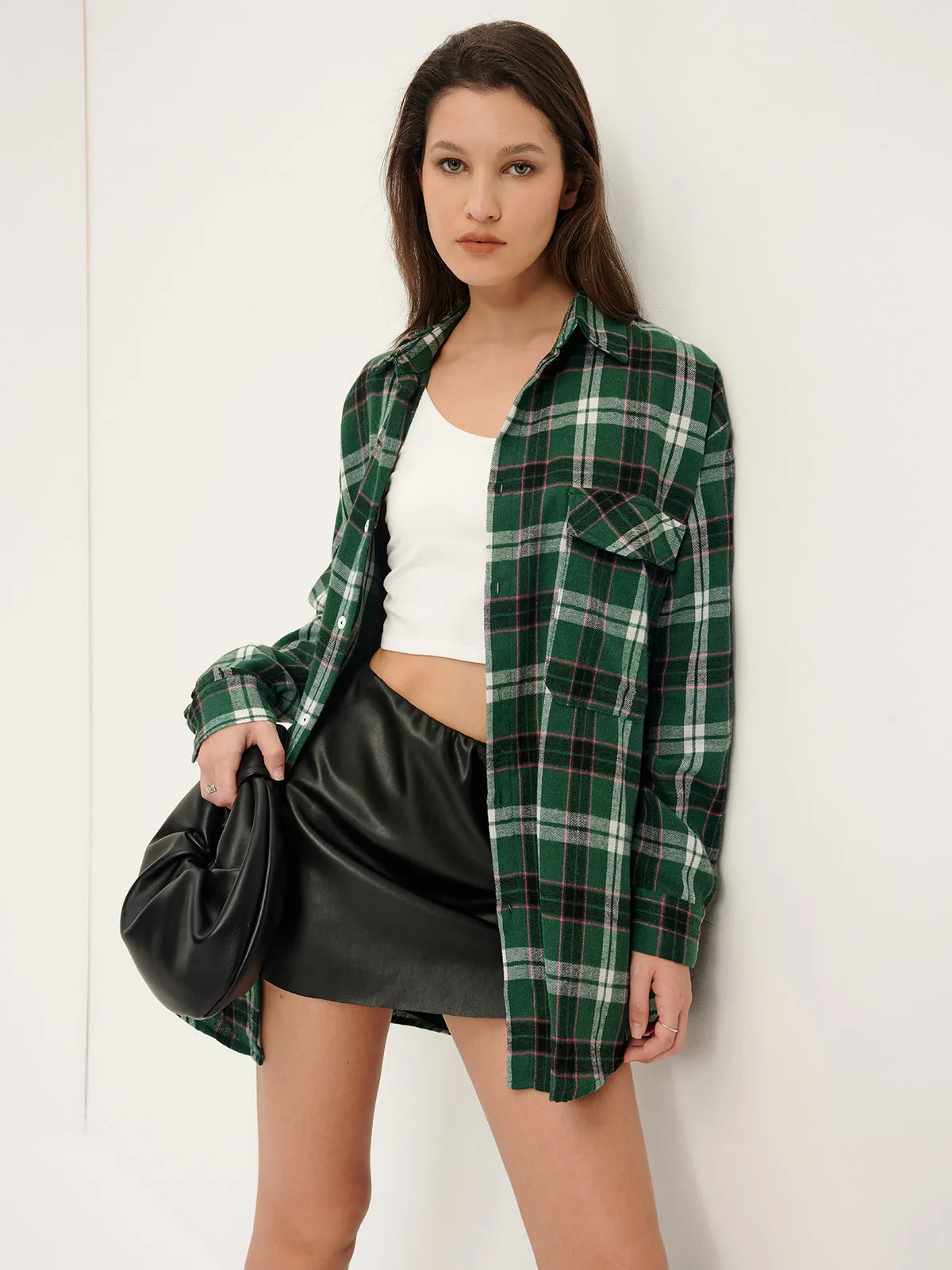 Oversized Plaid Lapel Pockets Shirt sold by COMMENSE product image thumbnail 5