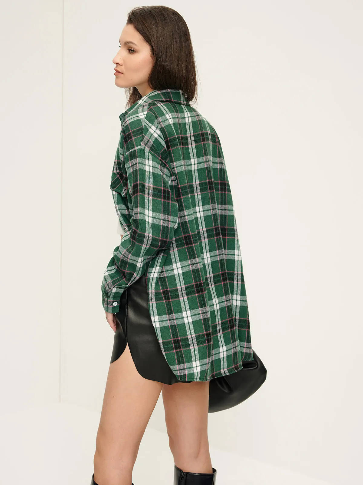 Oversized Plaid Lapel Pockets Shirt sold by COMMENSE product image thumbnail 2