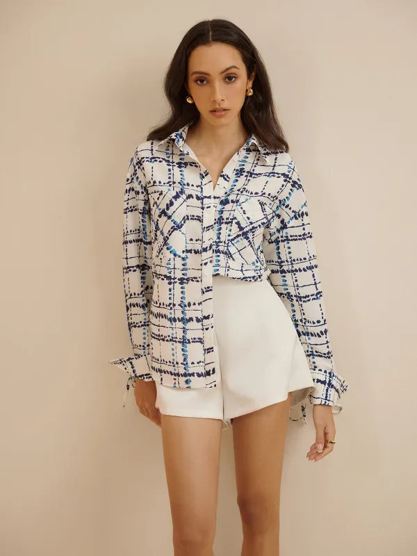 Oversized Lapel Plaid Printed Pockets Shirt sold by COMMENSE