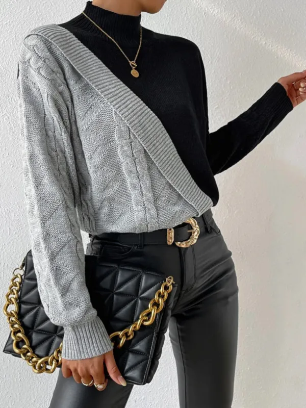 Oversized Color Block Pullover Sweater sold by COMMENSE