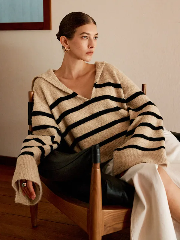 Oversized Striped Pullover Sweater sold by COMMENSE