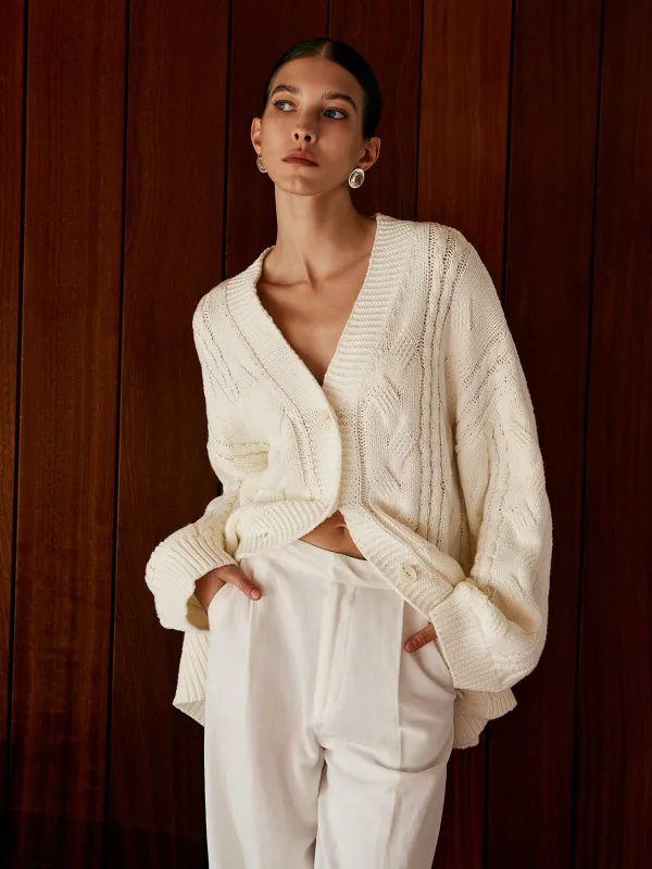 Oversized Cable Knit Outwear sold by COMMENSE