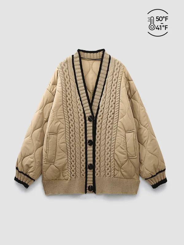 Braided Quilted Oversized Cardigan Coat sold by COMMENSE