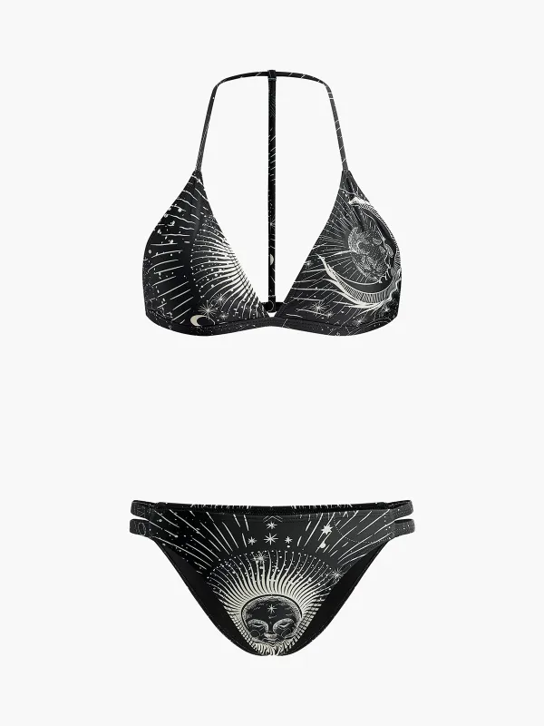 Astrology Print Halter Bikini Set made by COMMENSE