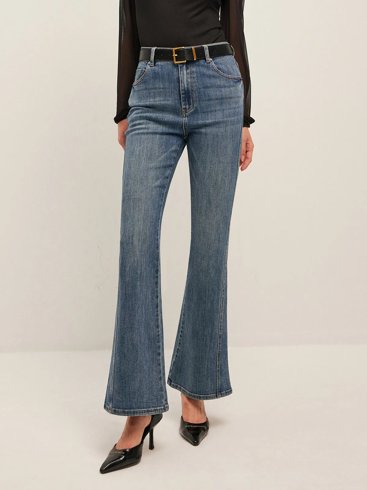 Flared Mid-Waisted Jeans sold by COMMENSE