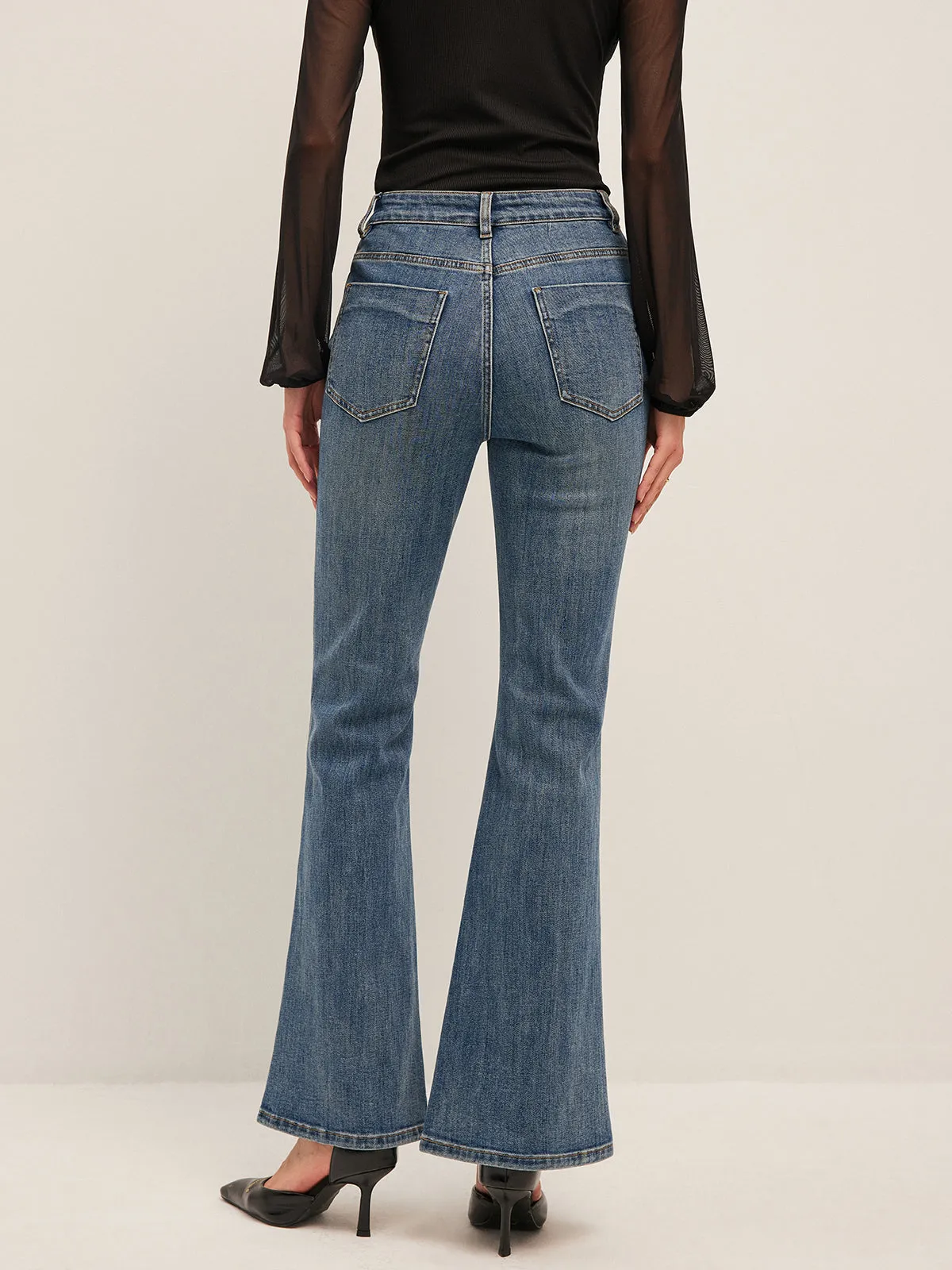 Flared Mid-Waisted Jeans sold by COMMENSE product image thumbnail 2