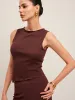 Asymmetrical Hem Ribbed Skirt Set sold by COMMENSE