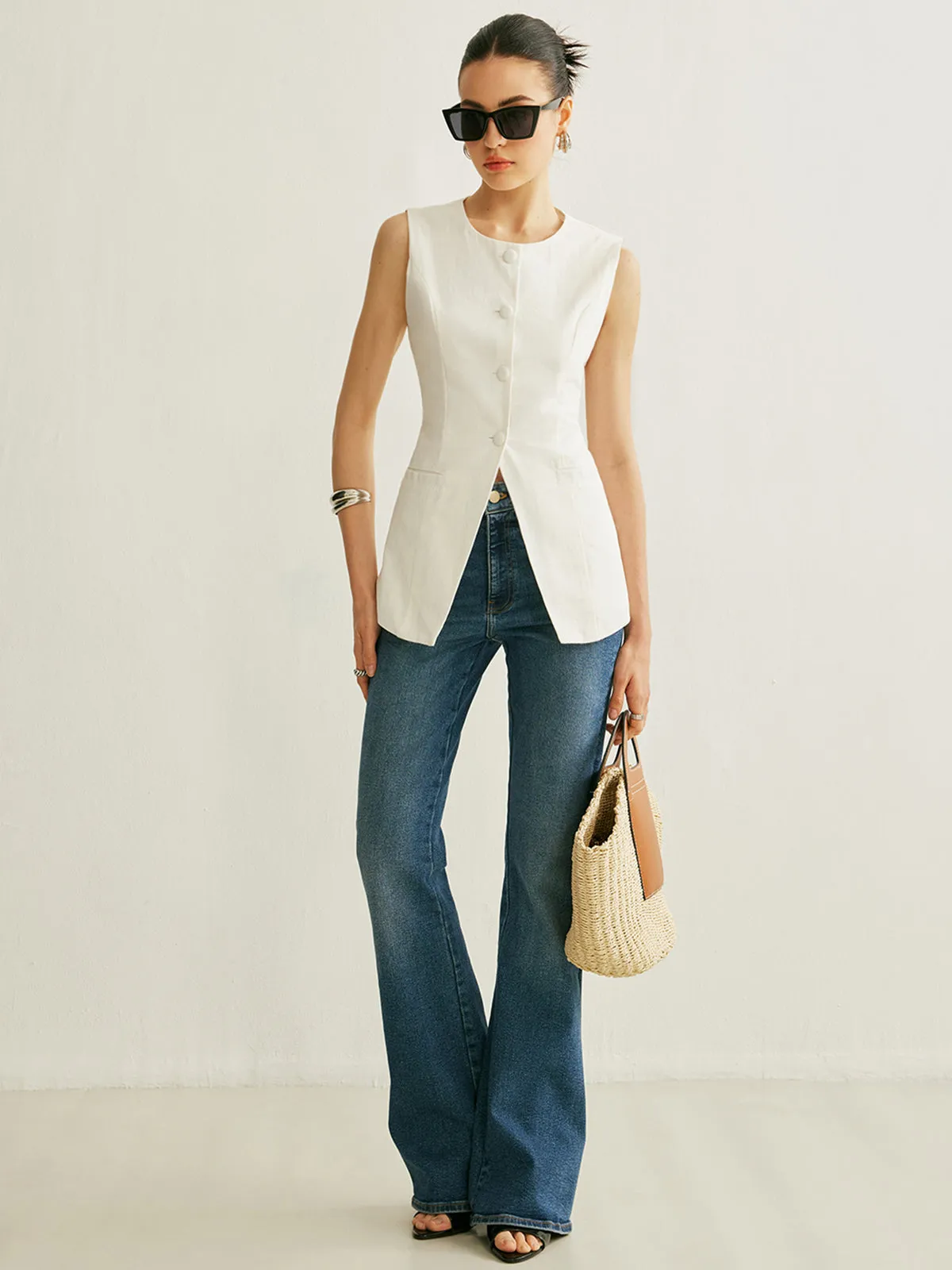 Button Detail Sleeveless Vest sold by COMMENSE product image thumbnail 5