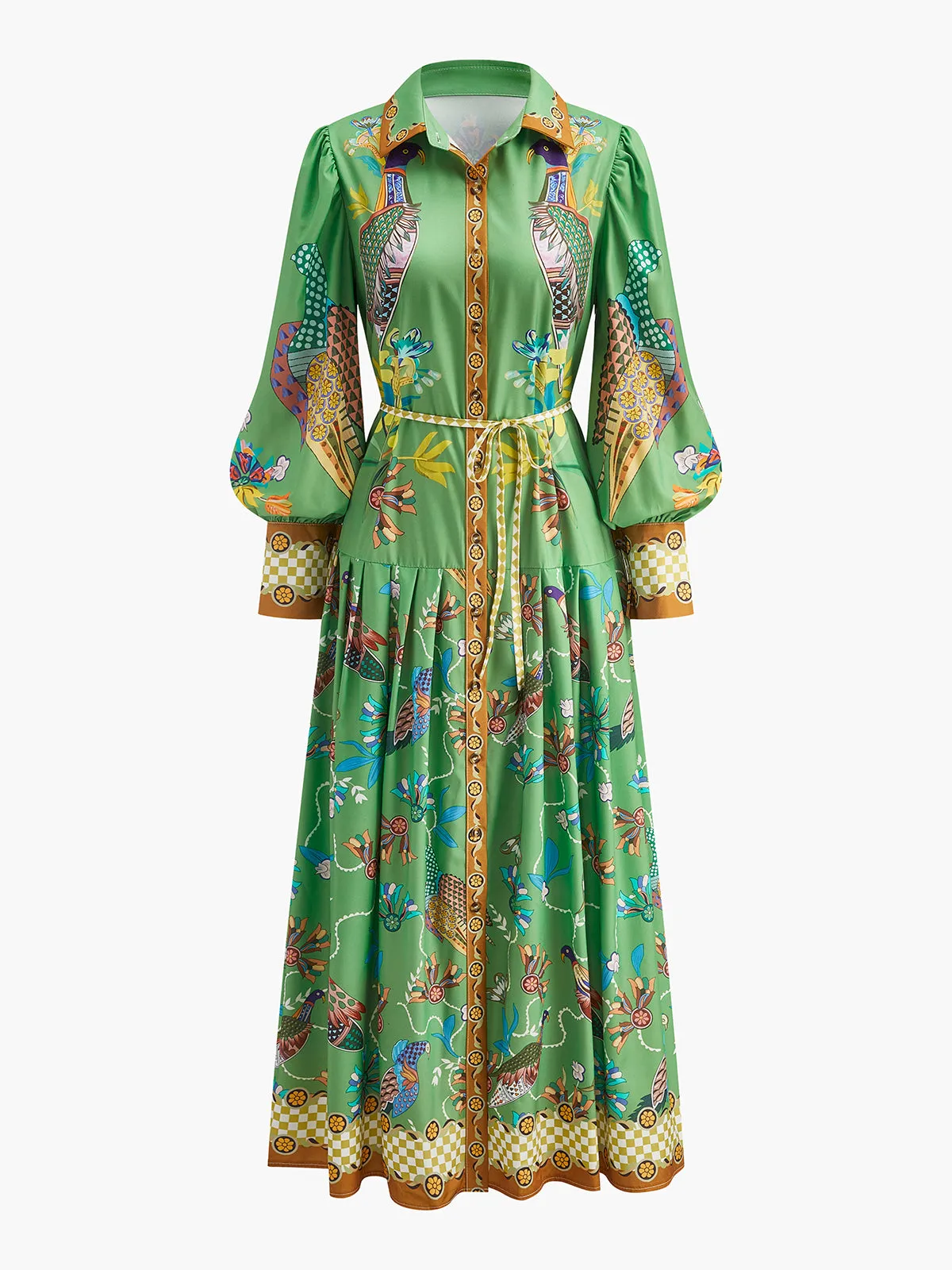 Boho Long Sleeve Button Floral Dress sold by COMMENSE