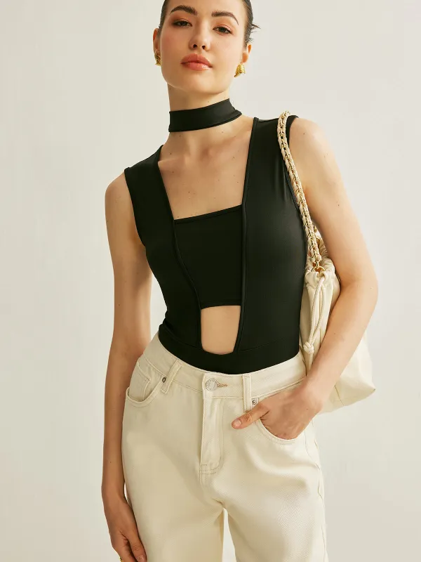 Athleisure Sleeveless Cutout Bodysuit made by COMMENSE