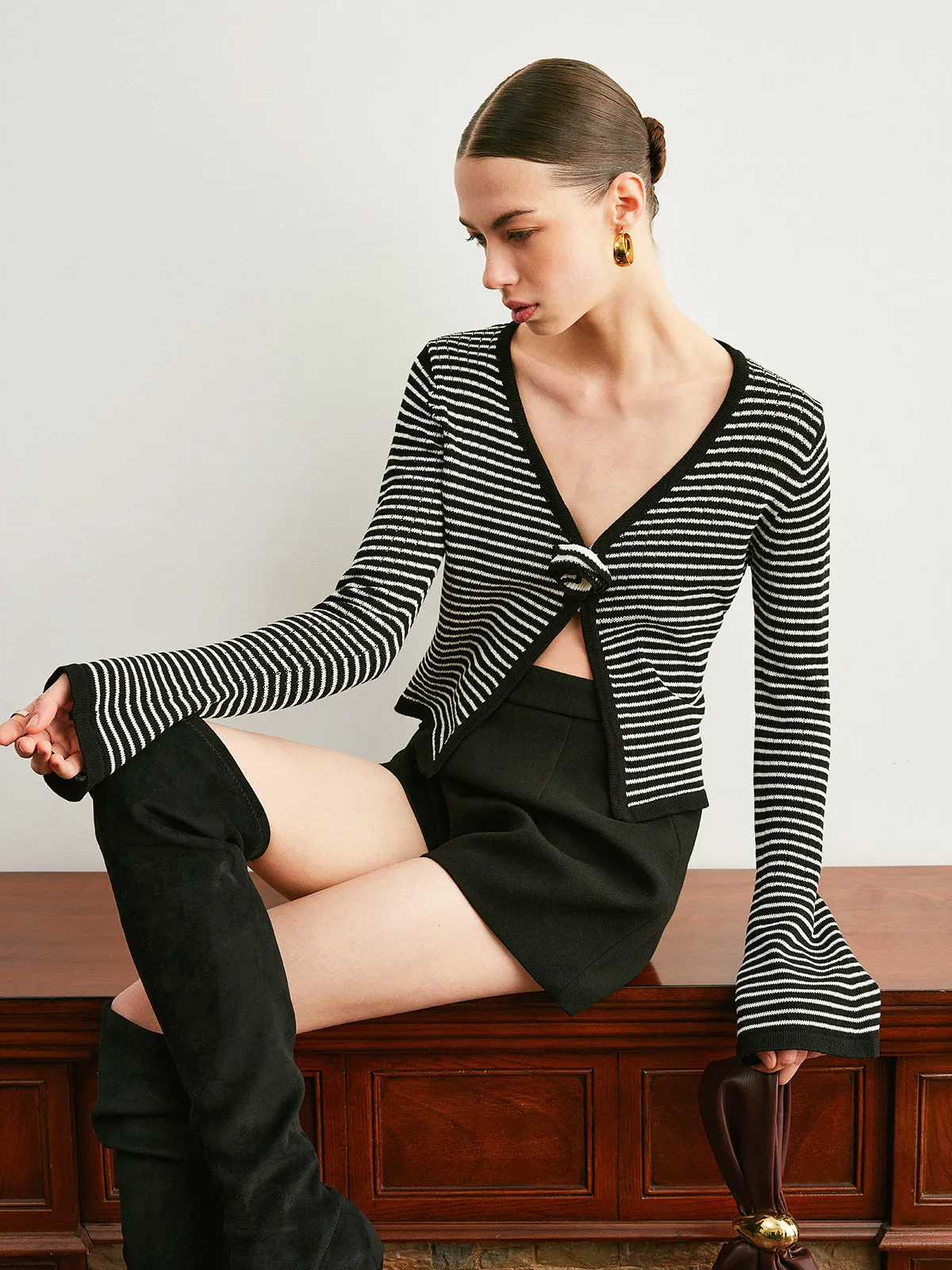 Knotted Striped Knit Top sold by COMMENSE product image thumbnail 2