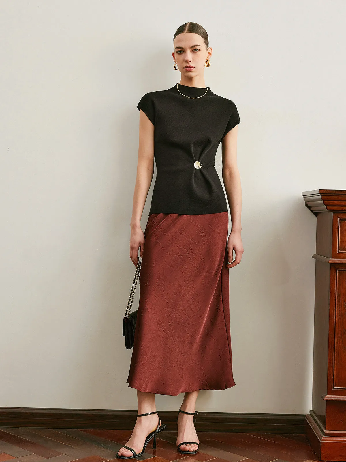 Cap Sleeve Knit Top With Keyhole Back sold by COMMENSE product image thumbnail 5