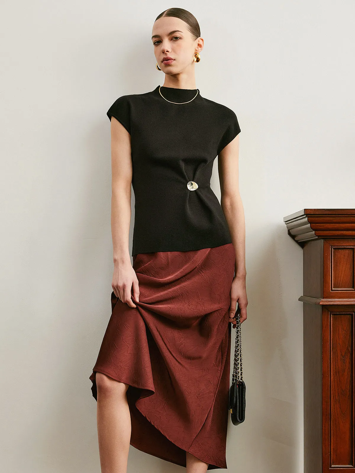 Cap Sleeve Knit Top With Keyhole Back sold by COMMENSE product image thumbnail 2