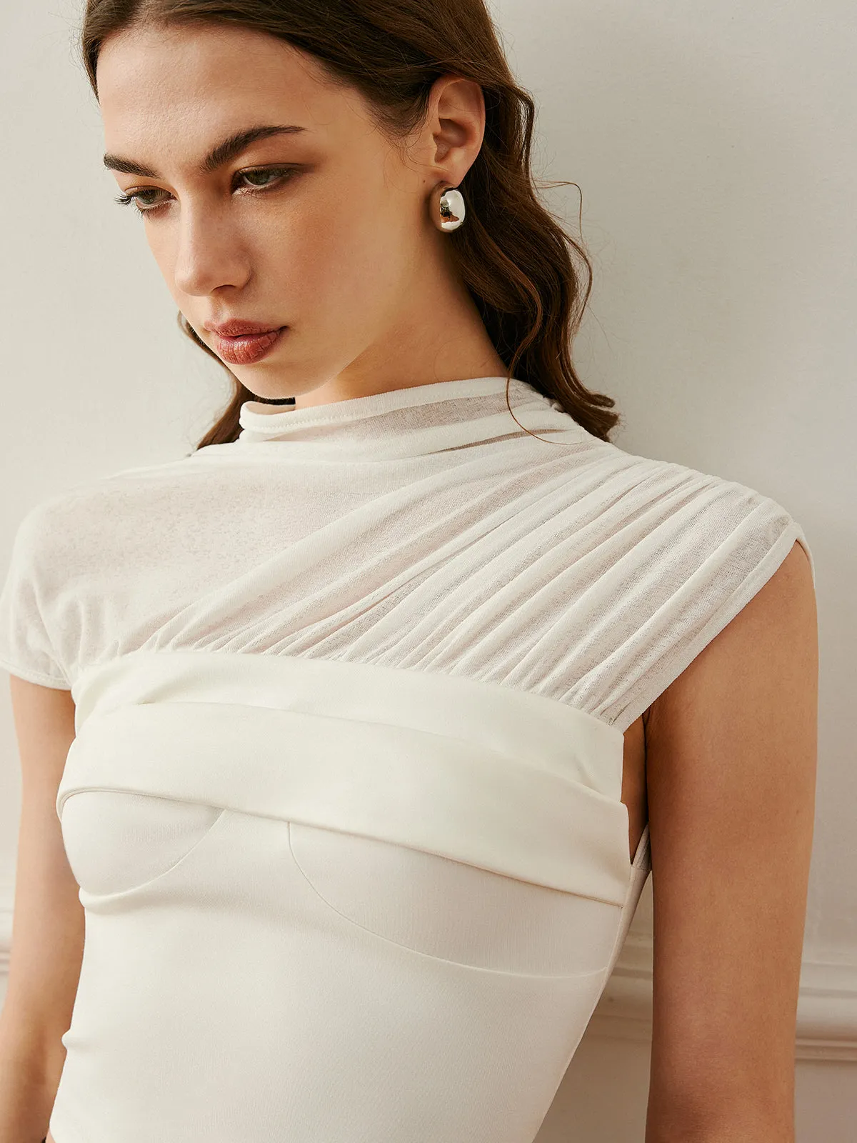 Asymmetrical Sleeves Panel Blouse sold by COMMENSE product image thumbnail 4