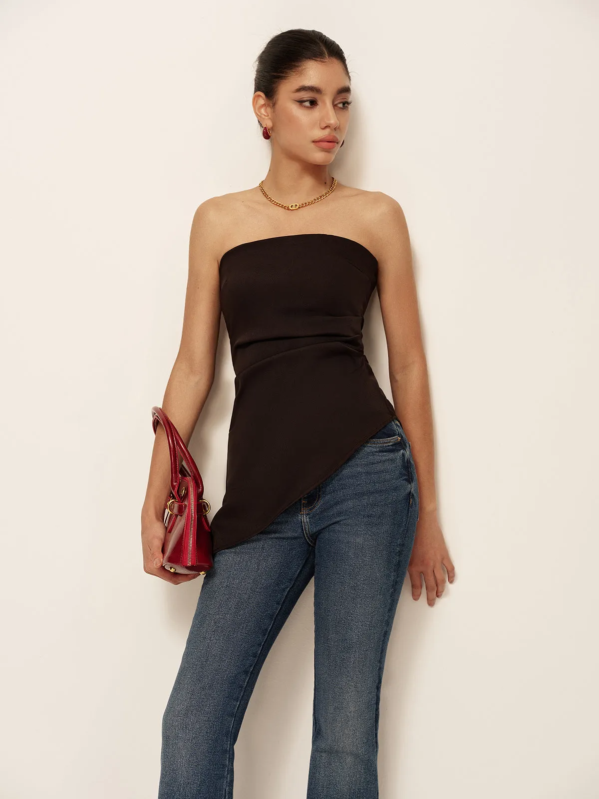 Asymmetrical Ruched Skinny Tube Top sold by COMMENSE product image thumbnail 2