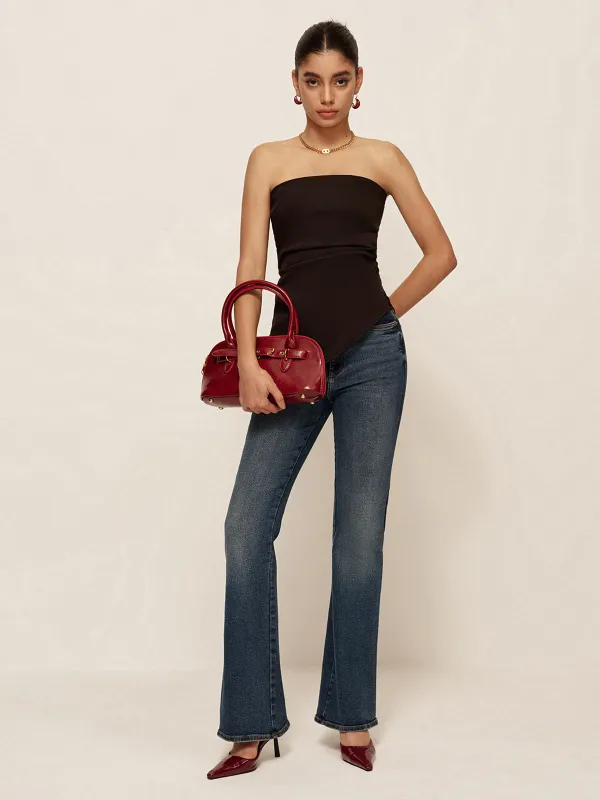 Asymmetrical Ruched Skinny Tube Top sold by COMMENSE