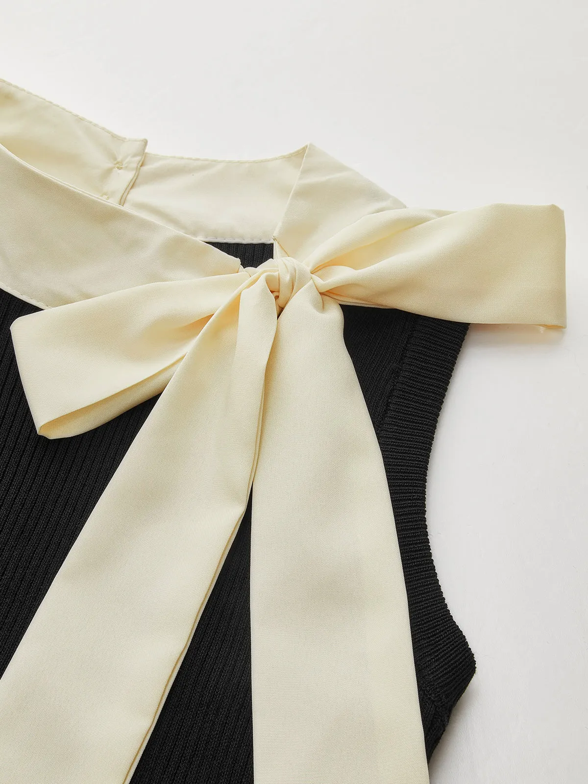 Color Block Bow Sweater Vest sold by COMMENSE product image thumbnail 3