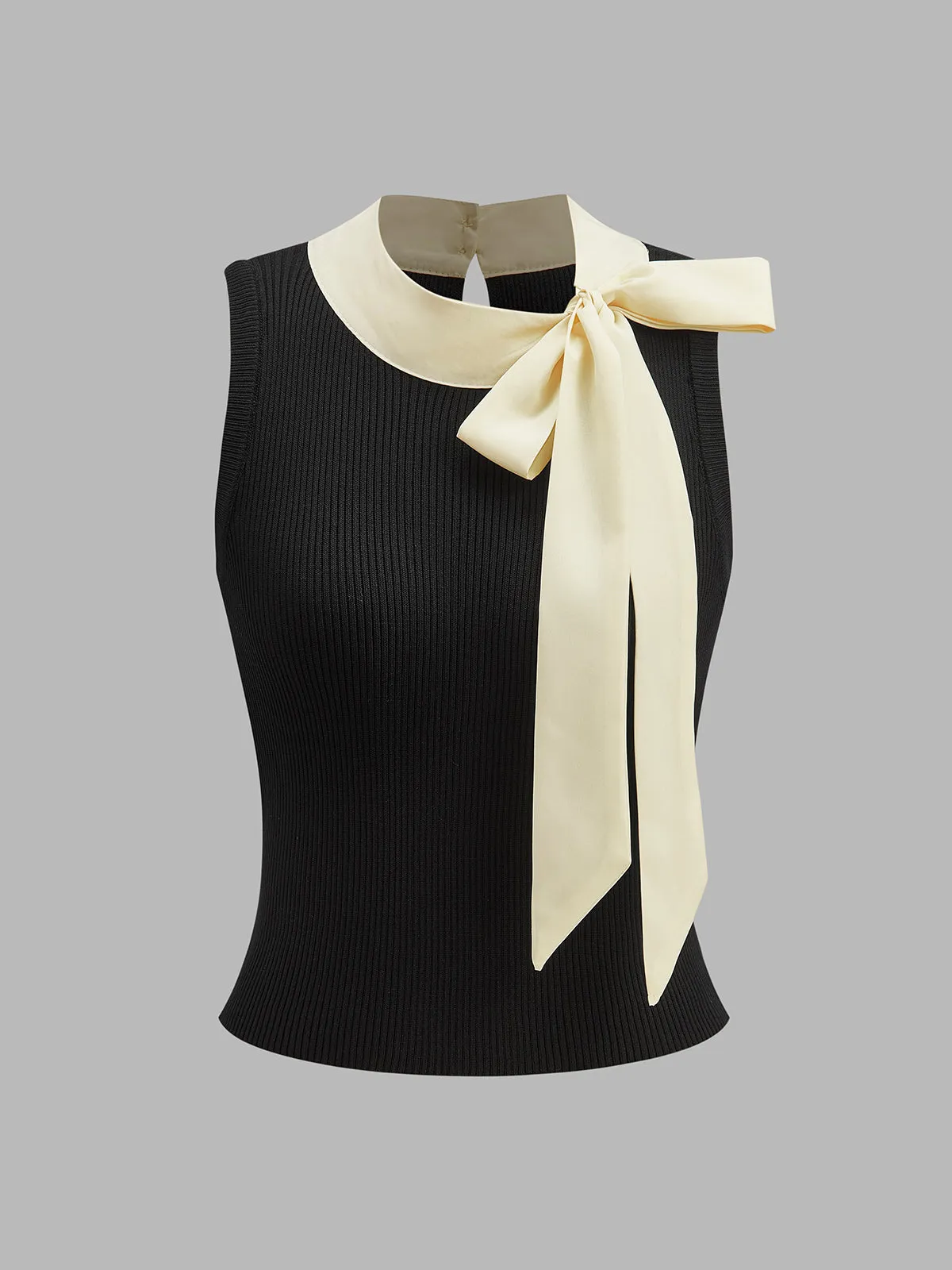 Color Block Bow Sweater Vest sold by COMMENSE