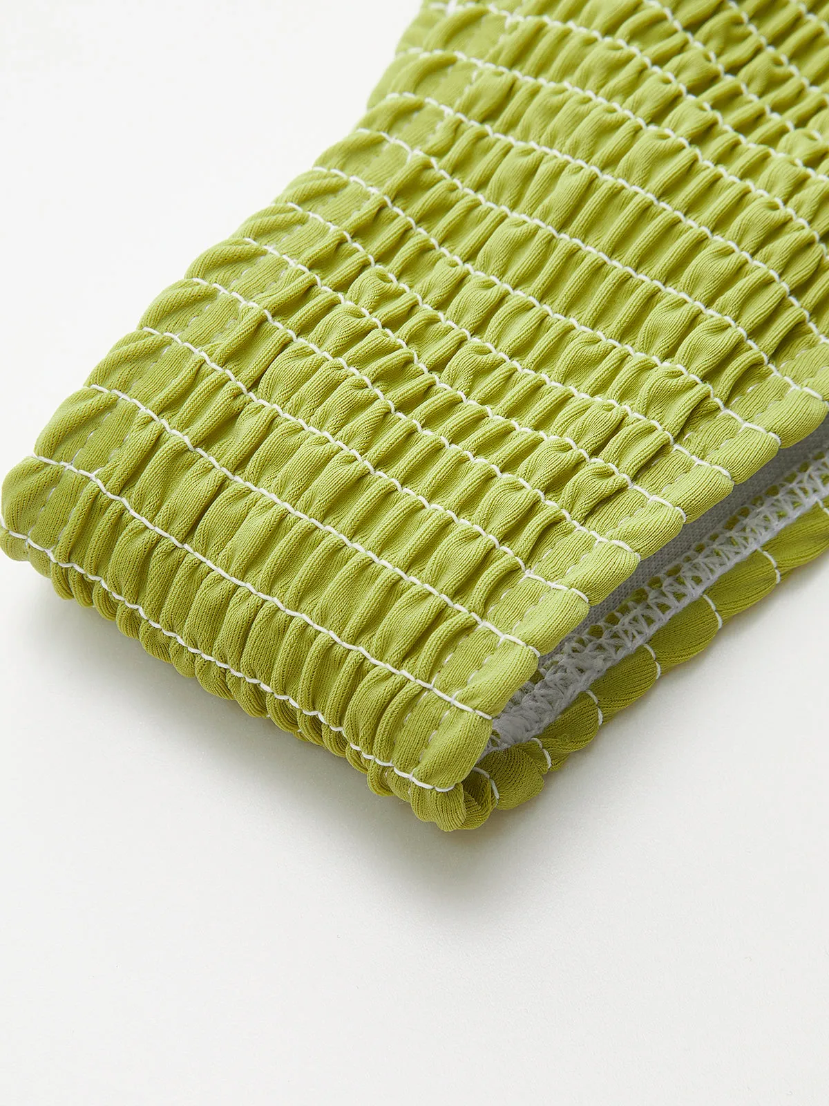 Smocked Triangle Bikini With Tie Straps sold by COMMENSE product image thumbnail 4