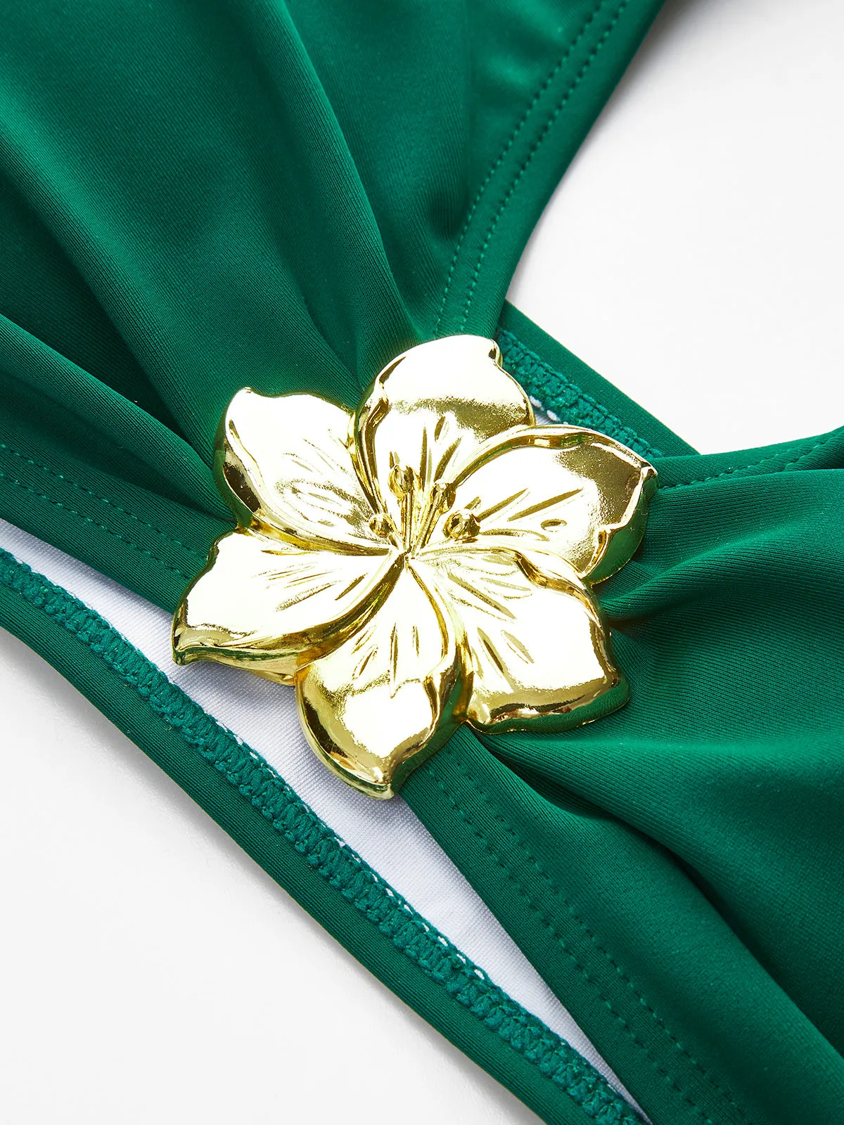 Metal Flower Detail Halter Bikini Set sold by COMMENSE product image thumbnail 3