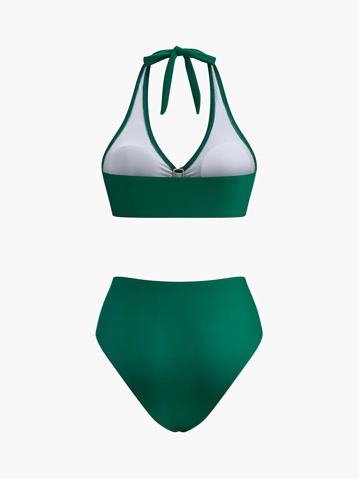 Metal Flower Detail Halter Bikini Set sold by COMMENSE product image thumbnail 2