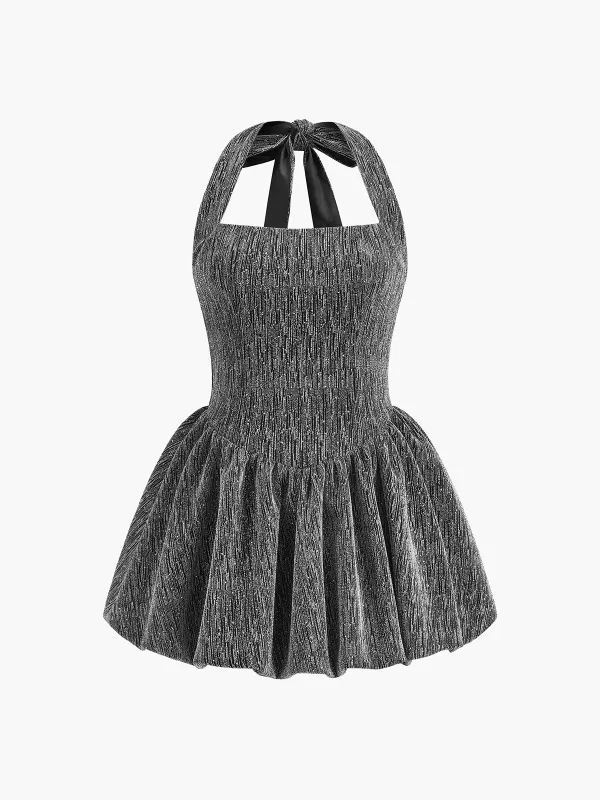 Halter Backless Pleated Dress sold by COMMENSE