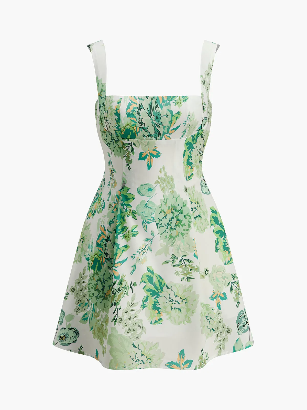 Square Neck Backless Bow Floral Dress sold by COMMENSE