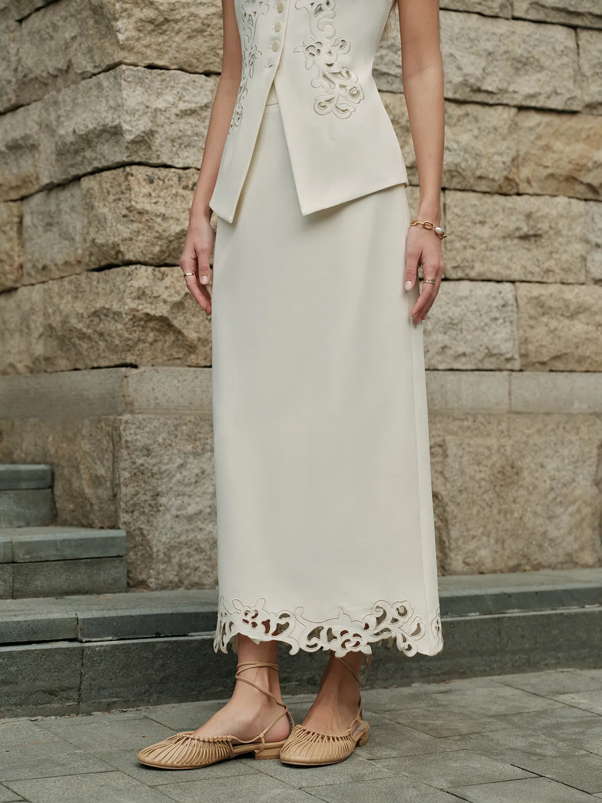 3D Embroidered A-Line Skirt sold by COMMENSE product image thumbnail 3