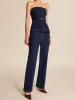 Denim Straight-Leg Pants With Belt sold by COMMENSE