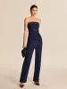 Denim Straight-Leg Pants With Belt sold by COMMENSE