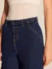 Denim Straight-Leg Pants With Belt sold by COMMENSE