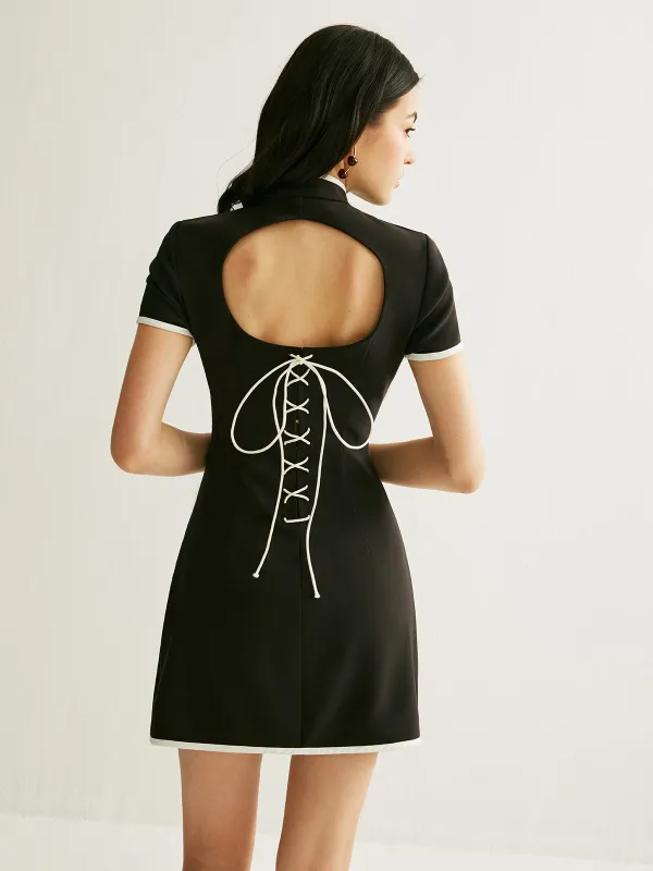 Color block Cut out Drawstring Dress sold by COMMENSE