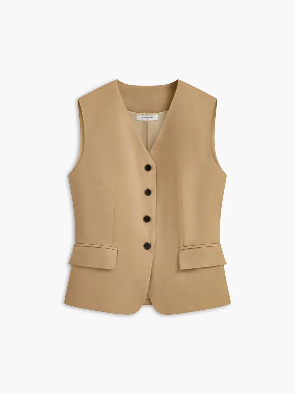 Button-Front Belted Vest sold by COMMENSE