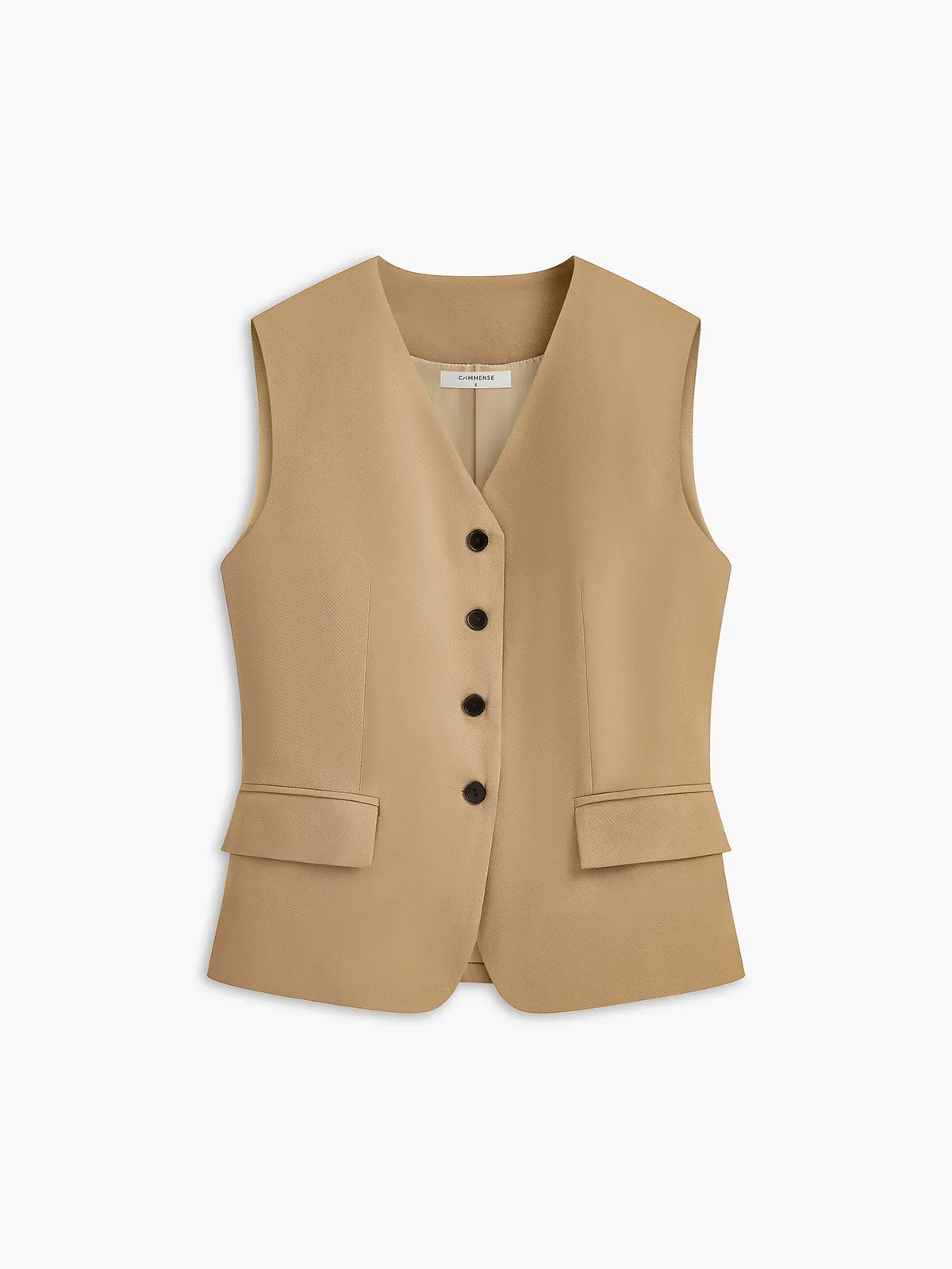 Button-Front Belted Vest sold by COMMENSE