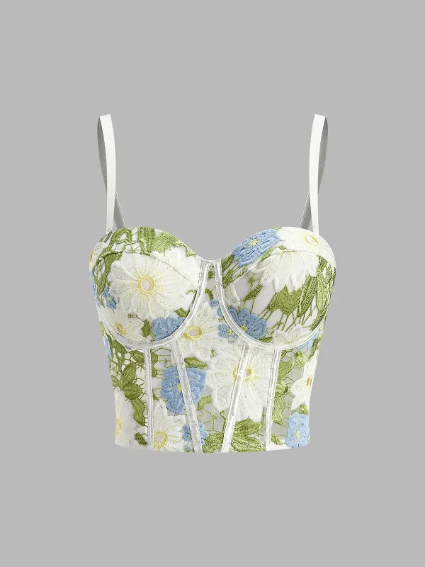 Floral Embroidered Sweetheart Corset made by COMMENSE