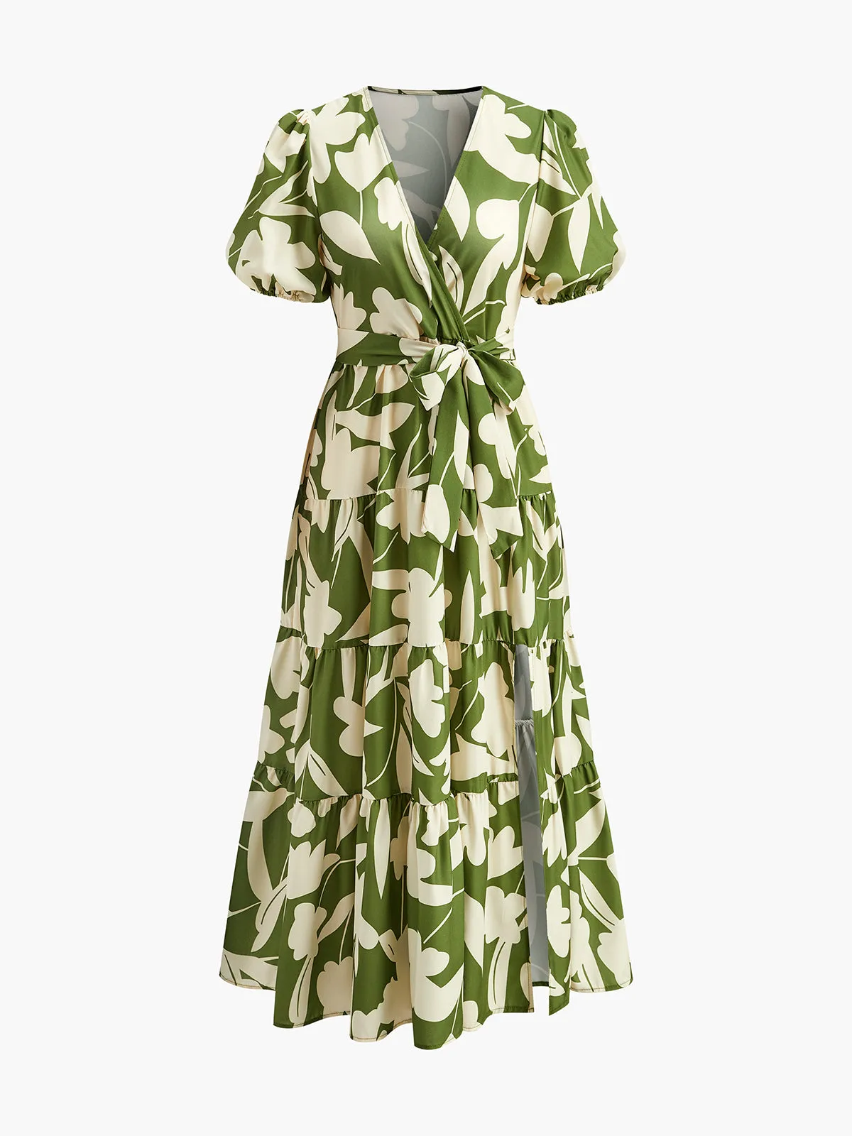 Floral Print Belted Dress sold by COMMENSE