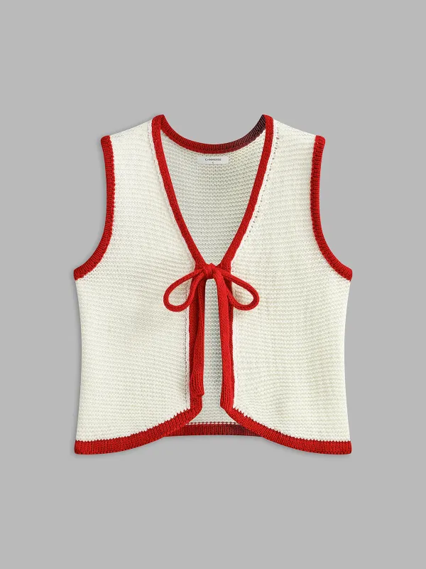 Color Block Knotted Sweater Vest sold by COMMENSE