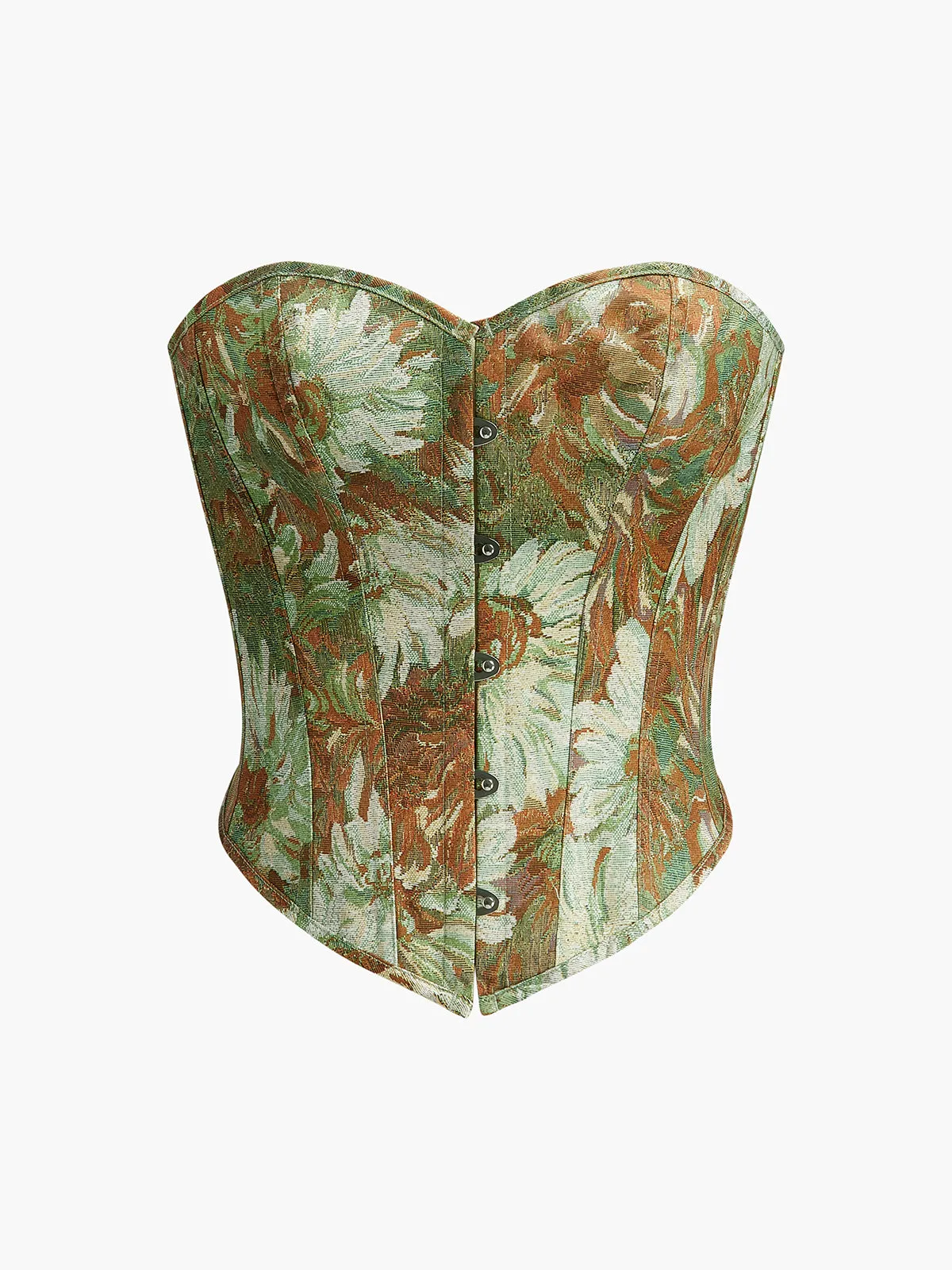 Floral Front Button Corset sold by COMMENSE
