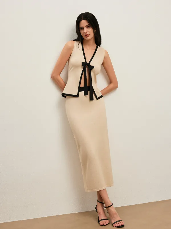 Bow Detail Top Skirt Set sold by COMMENSE