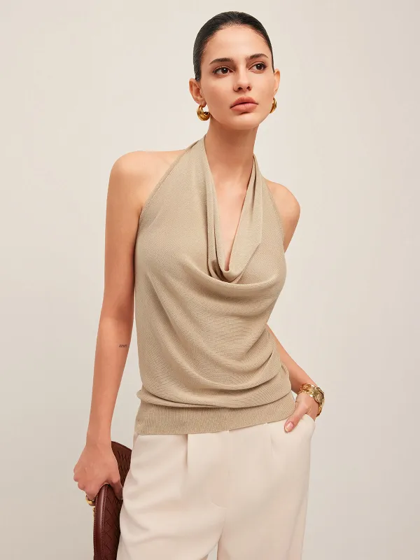 Cowl Neck Halter Top sold by COMMENSE
