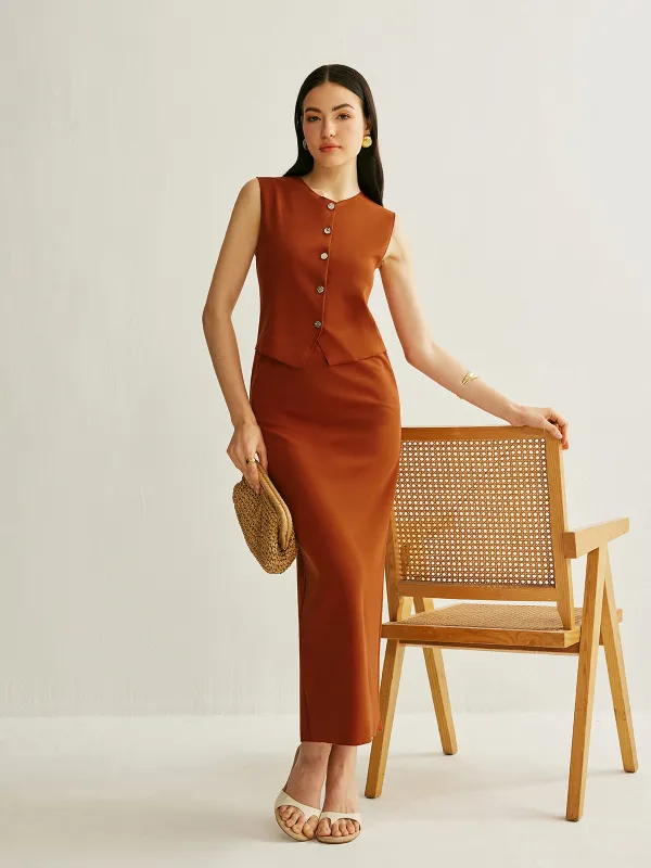 Elastic Waist A-Line Skirt sold by COMMENSE