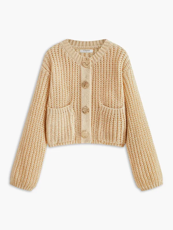 Plain Button Chunky Cardigan made by COMMENSE