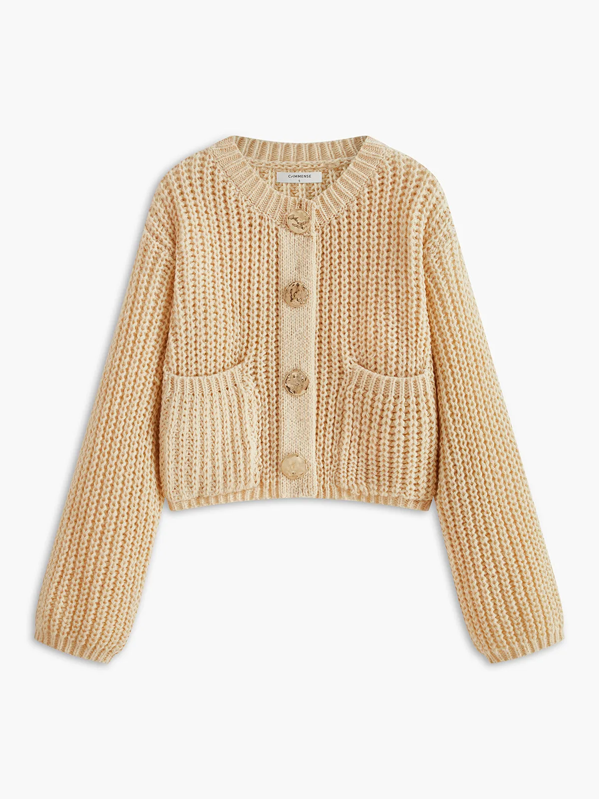 Plain Button Chunky Cardigan sold by COMMENSE